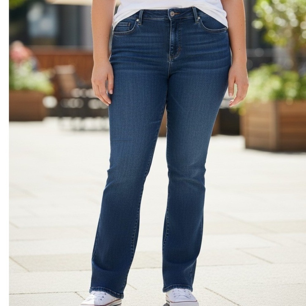 NYDJ Marilyn Straight Leg Jeans Dark Wash Blue Lift Tuck Size 14 High Rise